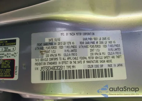 2011 Mazda Cx-9 Grand Touring из США, поврежденный, VIN JM3TB2DA4B0302911